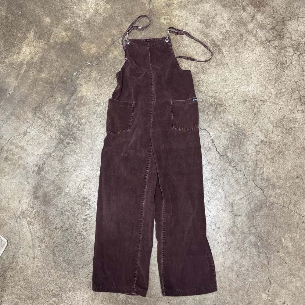 Gaucho Brown Corduroy Bib Overalls Wide Leg Romper Jumpsuit